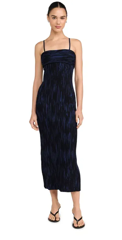 Proenza Schouler White Label Mens Navy/black Ward Pleated Knitted Midi Dress