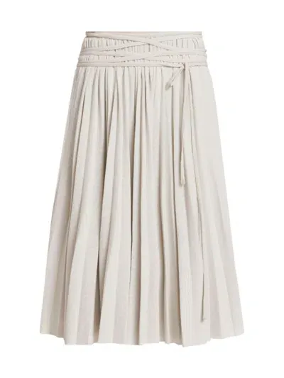 Proenza Schouler Margo Tie-detailed Pleated Gauze Midi Skirt In Pale Grey