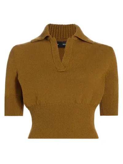 Proenza Schouler Reeve Cotton-blend Polo Top In Ochre