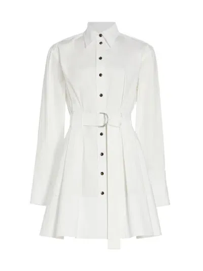 Proenza Schouler Viola Compact Poplin Mini Shirtdress In White