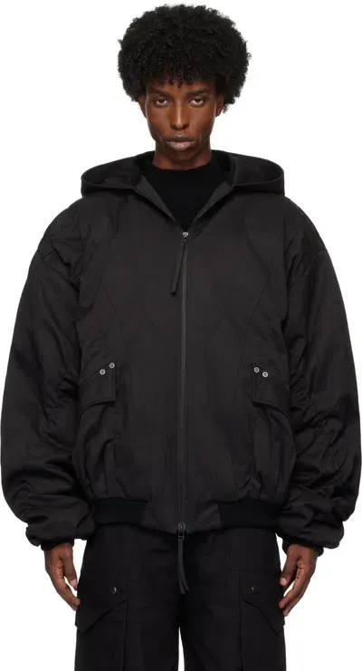 Professor.e Black Hooded Mega Bomber Jacket