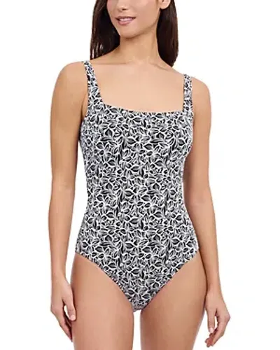 Profile By Gottex Square Neck One Piece Swimsuit In Black White