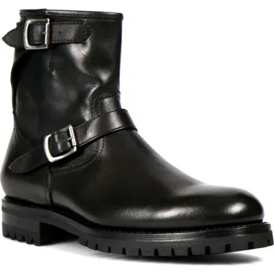 Project Twlv Steel Boot In Black Wash Calf Leather