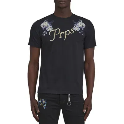 Prps Gardenia Embroidered Cotton Graphic T-shirt In Black