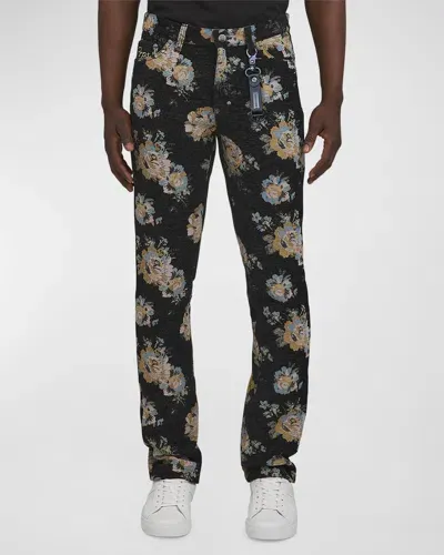 Prps Prim Rose Floral Pattern Slim Straight Fit Pants In Black