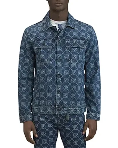 Prps Takaora Button Front Logo Print Denim Jacket In Indigo