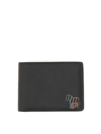 Ps By Paul Smith Bill-fold Wallet Broad Stripe Zebra In Black