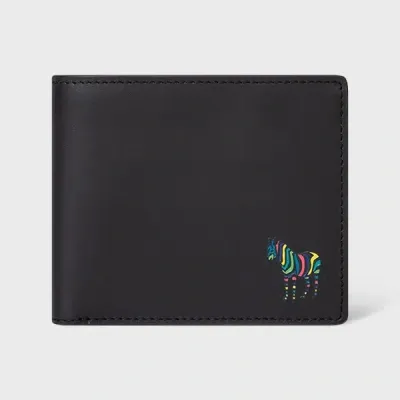 Ps By Paul Smith Black 'zebra' Leather Billfold And Coin Wallet