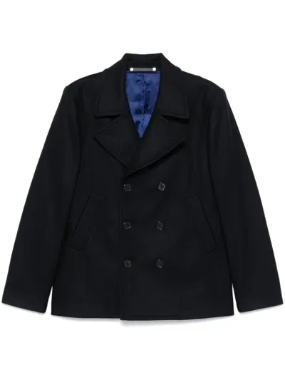 Ps By Paul Smith Double-breasted Peacoat In Blue