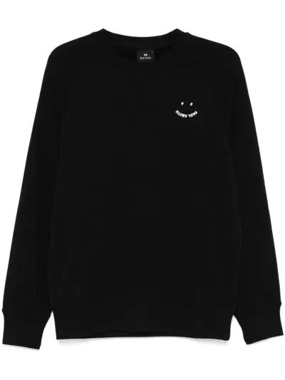 Ps By Paul Smith Happy-embroidered Sweatshirt In Black