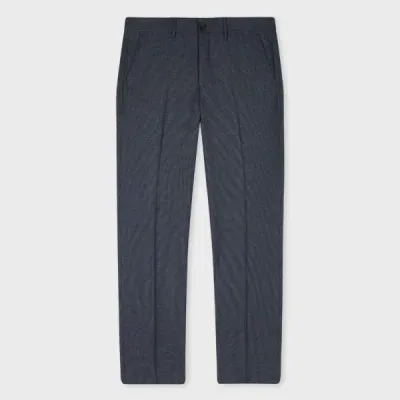 Ps By Paul Smith Mid-fit Navy Check Wool-blend Trousers Blue