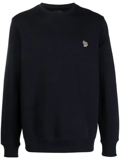 Ps By Paul Smith Logo Cotton Sweatshirt In Blue