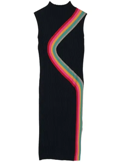 Ps By Paul Smith Swirl Ribbed-knit Midi Dress In Blue