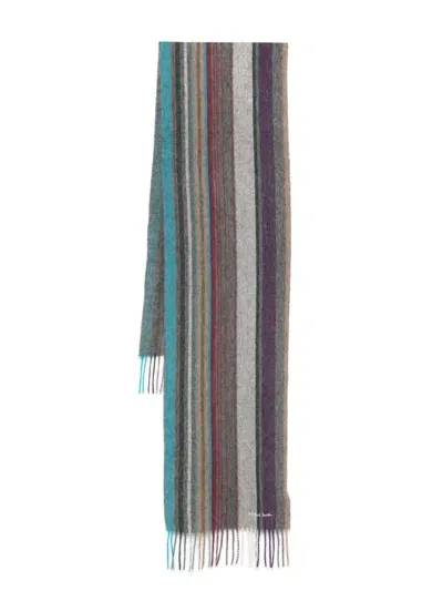 Ps By Paul Smith Trent Stripe Scarf In Grey