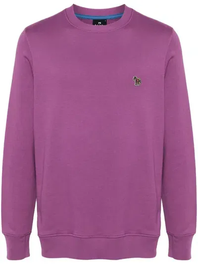 Ps By Paul Smith Zebra-logo Organic Cotton Sweatshirt In Violett