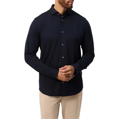 Psycho Bunny Crosby Knit Button-up Shirt In Navy