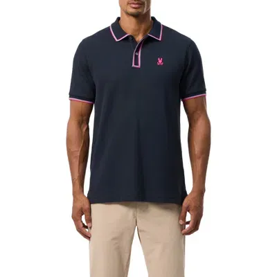 Psycho Bunny Mens Kent Pique Polo Shirt In Navy Fabric