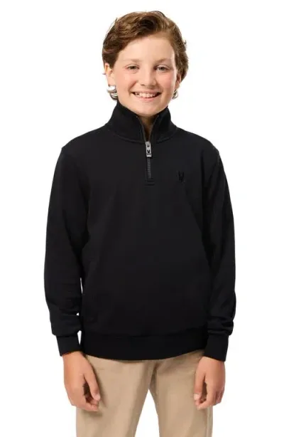 Psycho Bunny Kid's Dayton Half Zip Cotton Sweatshirt In Black