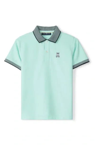 Psycho Bunny Kids' Southport Cotton Piqué Knit Polo In Beach Glass