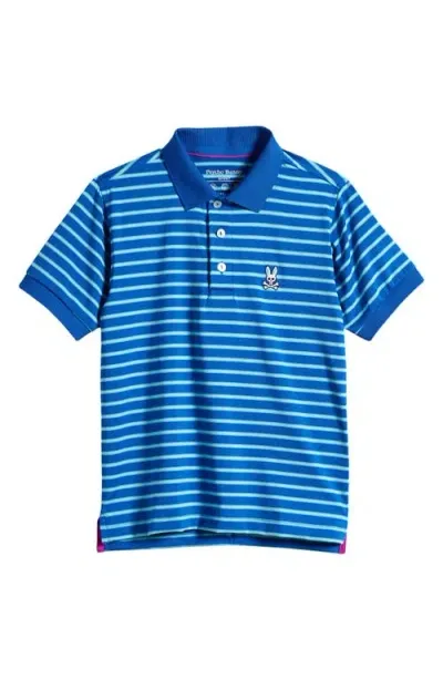 Psycho Bunny Kids' Willis Sport Stripe Polo In Electric Blue