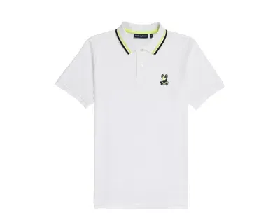 Psycho Bunny Mens Plano Pique Polo Shirt In White Fabric