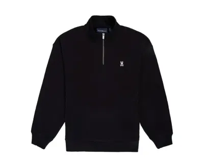 Psycho Bunny Mens Yorkville Relaxed Fit Embroided Zip Sweatshirt In Black Fabric