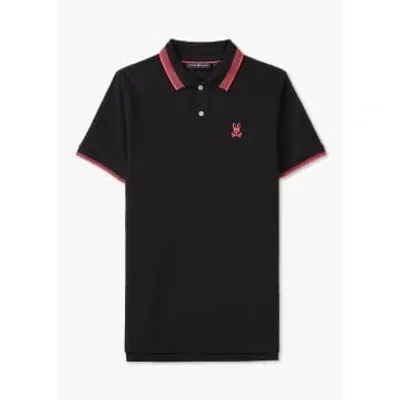 Psycho Bunny Mens Queensbury Pique Polo In Black In Black Fabric