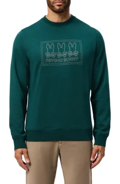 Psycho Bunny Tacoma Embroidered Graphic Sweatshirt In Sea Moss