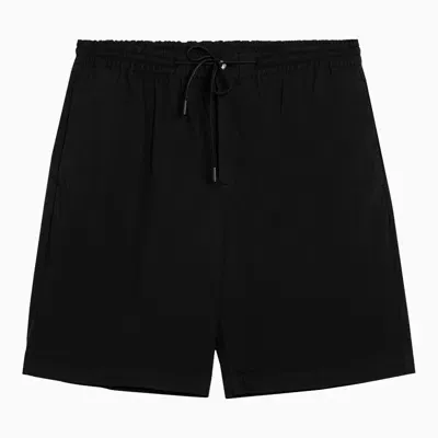 Pt Torino Black Cotton Blend Bermuda Shorts In Neutrals