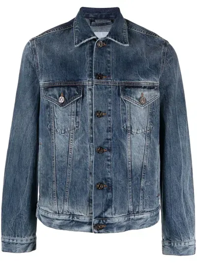 Pt Torino Bleach-effect Denim Jacket In Blue