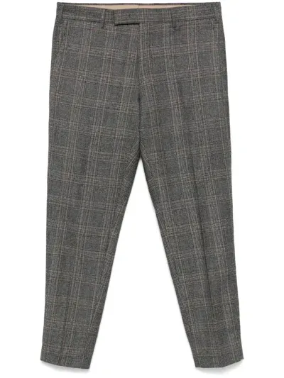 Pt Torino Checked Trousers In Grey