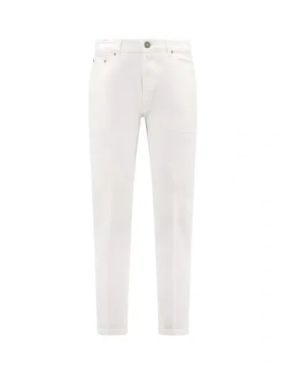 Pt Torino Cotton Trouser With Ripped Effect In White