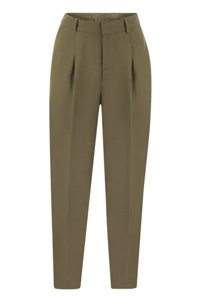 Pt Torino Daisy - Viscose And Linen Trousers In Green