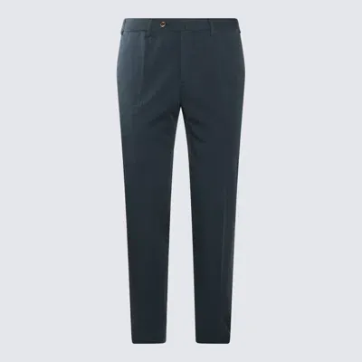 Pt Torino Dark Blue Cotton Pants In Blu Notte