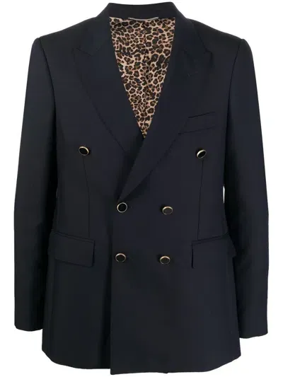 Pt Torino Wool And Mohair Double-breasted Blazer In Black