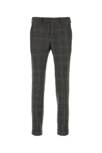 Pt Torino Embroidered Wool Pant In Grey