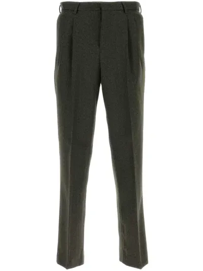 Pt Torino Embroidered Wool Trousers In Green