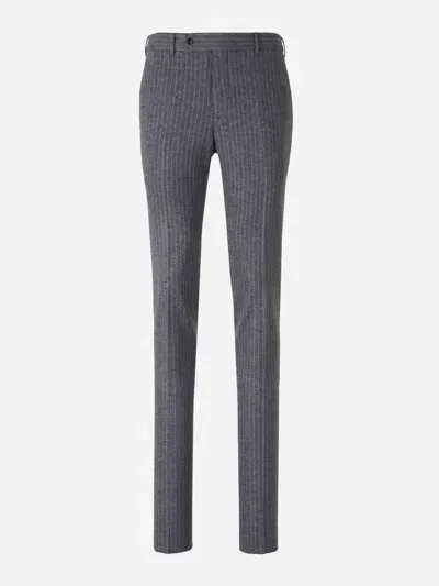 Pt Torino Grey Virgin Wool Slim Pants