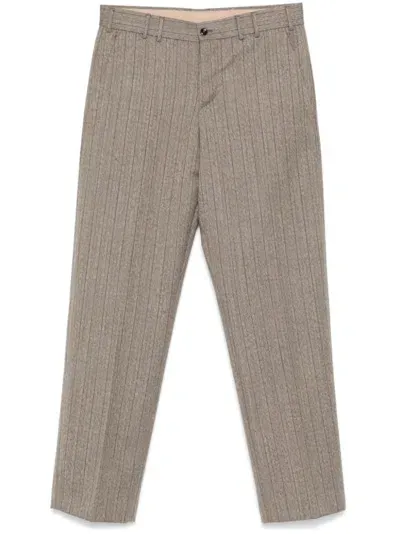 Pt Torino Herringbone Trousers In Neutrals