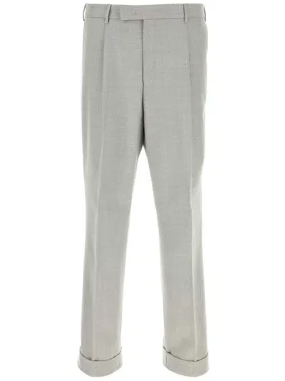 Pt Torino Mélange-effect Trousers In Grey