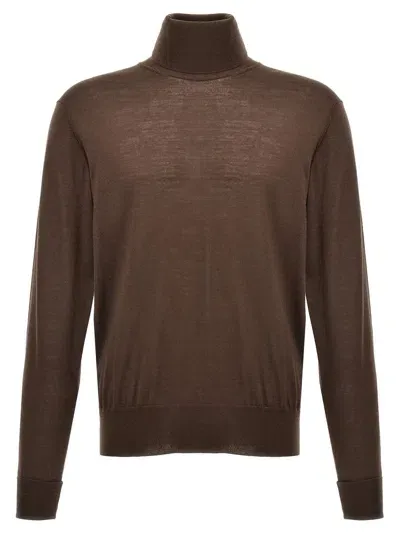 Pt Torino Merino Turtleneck Sweater In Brown