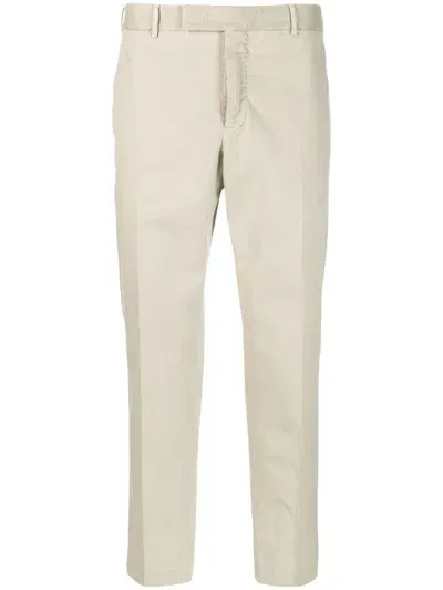 Pt Torino Mid-rise Cropped Chinos In Neutrals