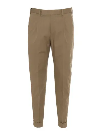 Pt Torino Pleat Detailed Tapered Trousers In Beige