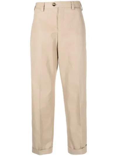 Pt Torino Pressed-crease Chino Trousers In Neutrals