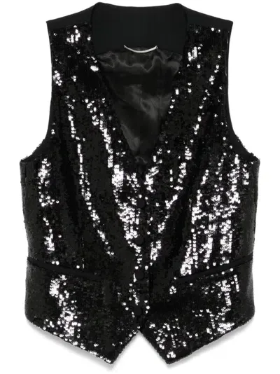 Pt Torino Sequinned Waistcoat In Black