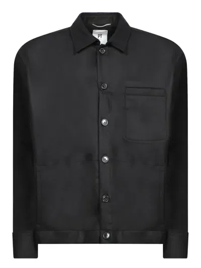 Pt Torino Black Wool-cashmere Overshirt