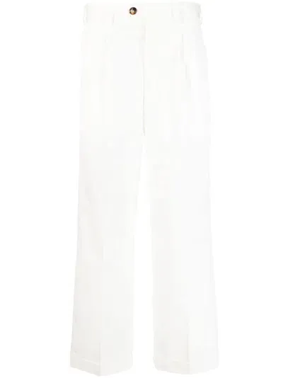 Pt Torino Straight-leg Cotton Trousers In White