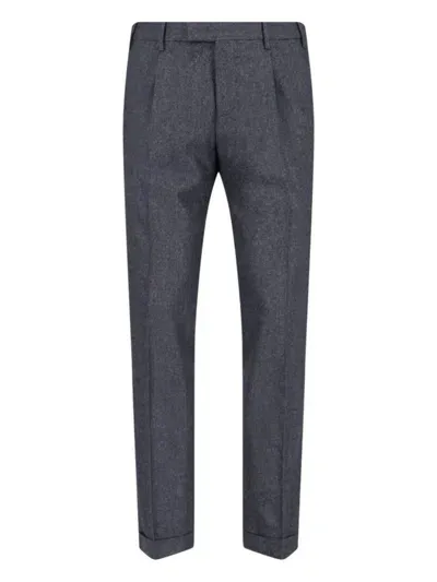 Pt Torino Pant Pleated Front Stretch Cotton In Grey