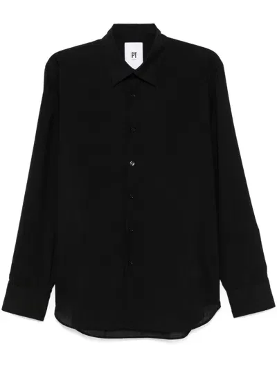 Pt Torino Virgin Wool Shirt In Black