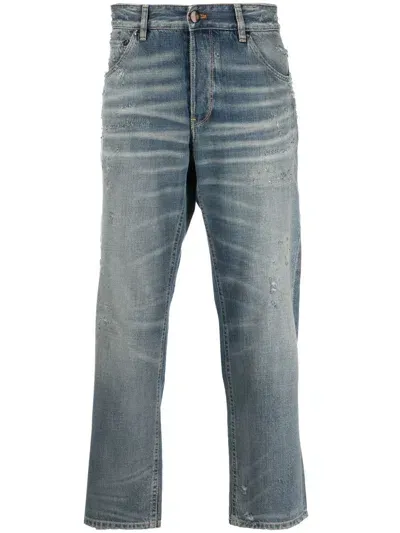 Pt Torino Whiskering-effect Straight-leg Jeans In Blau